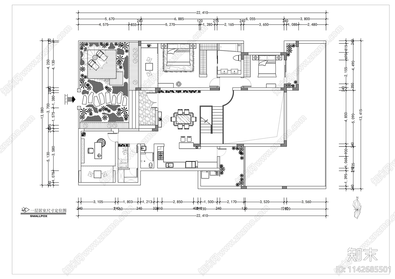 别墅室内装修cad施工图下载【ID:1142685501】