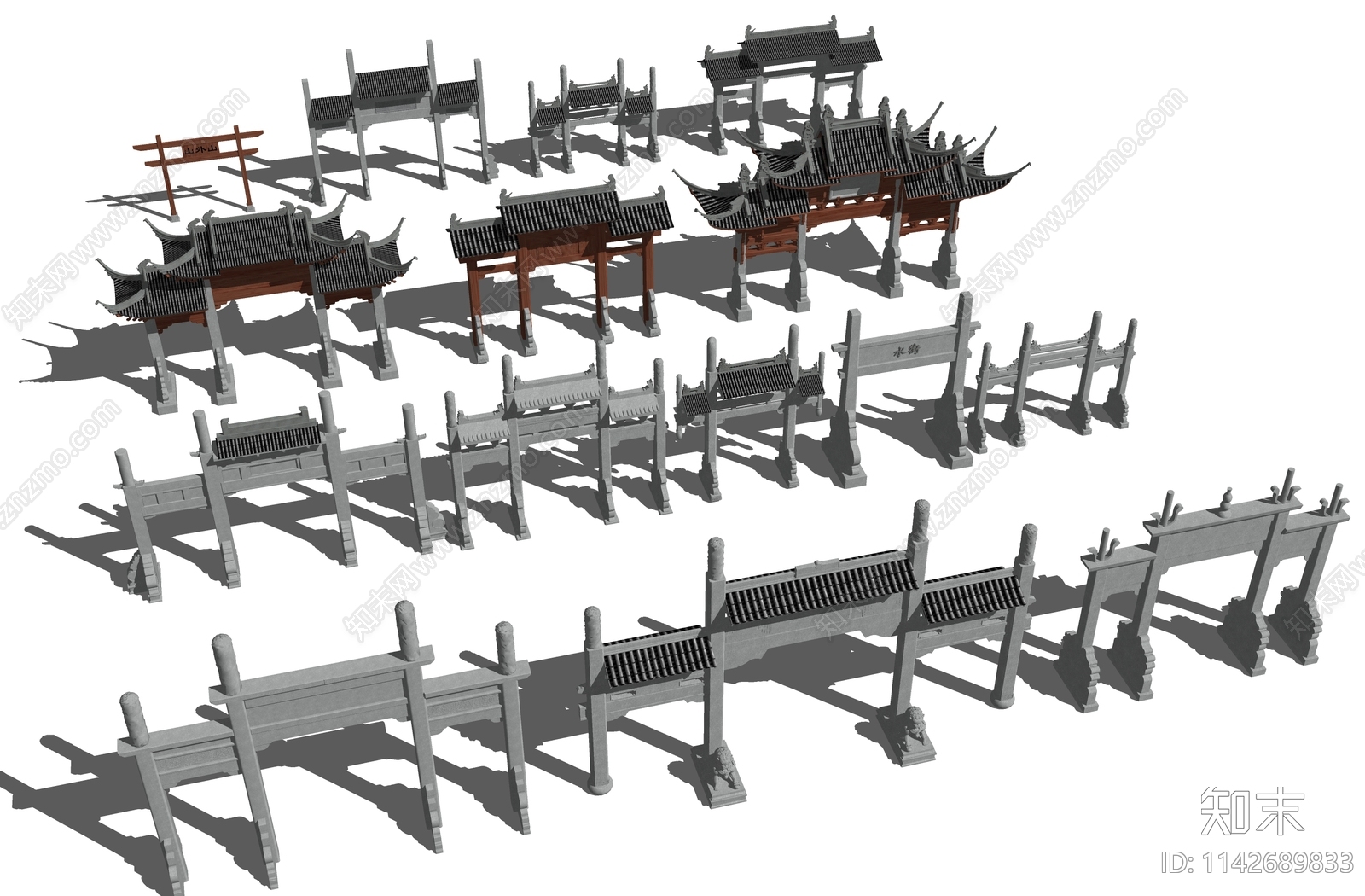 中式牌坊SU模型下载【ID:1142689833】