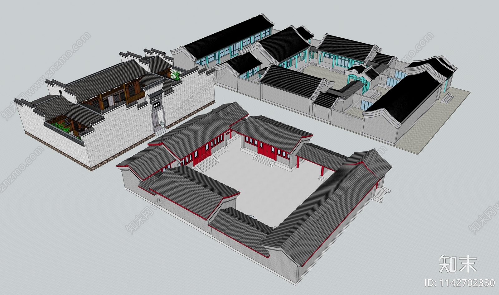 中式四合院SU模型下载【ID:1142702330】