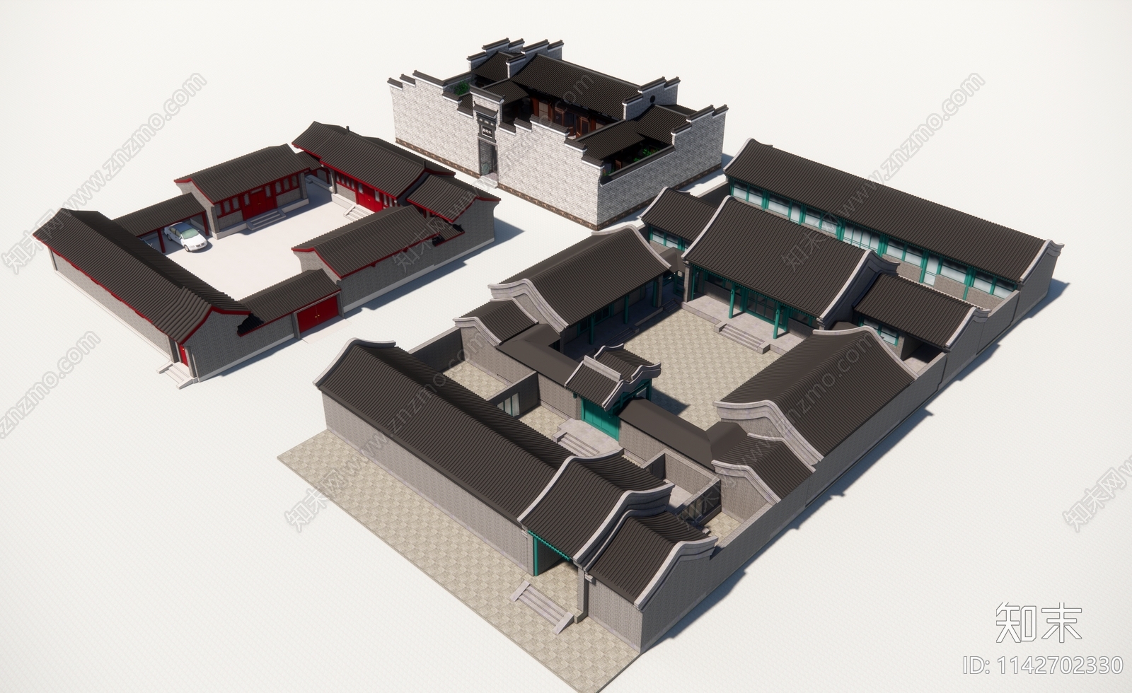 中式四合院SU模型下载【ID:1142702330】