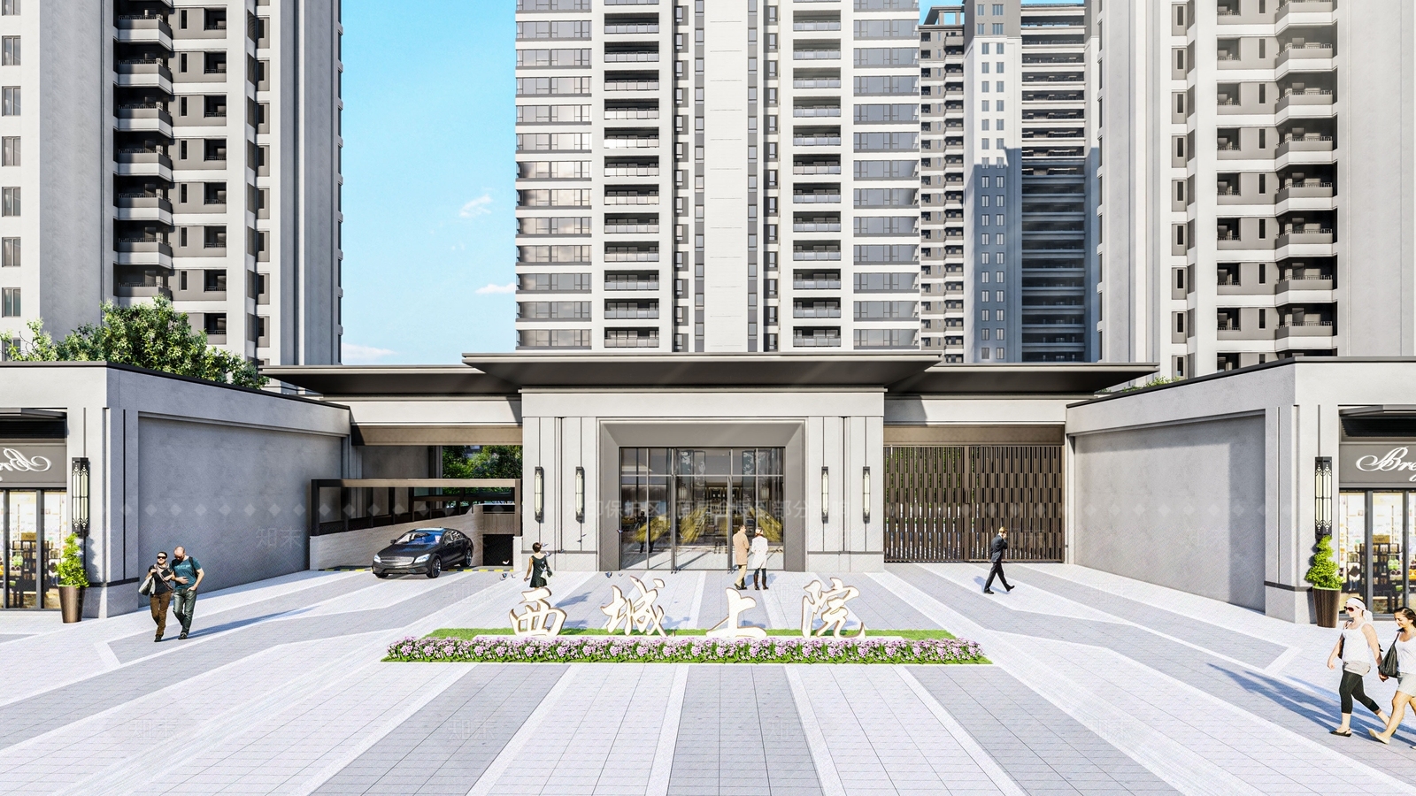 新中式小区入口大门SU模型下载【ID:1142810476】