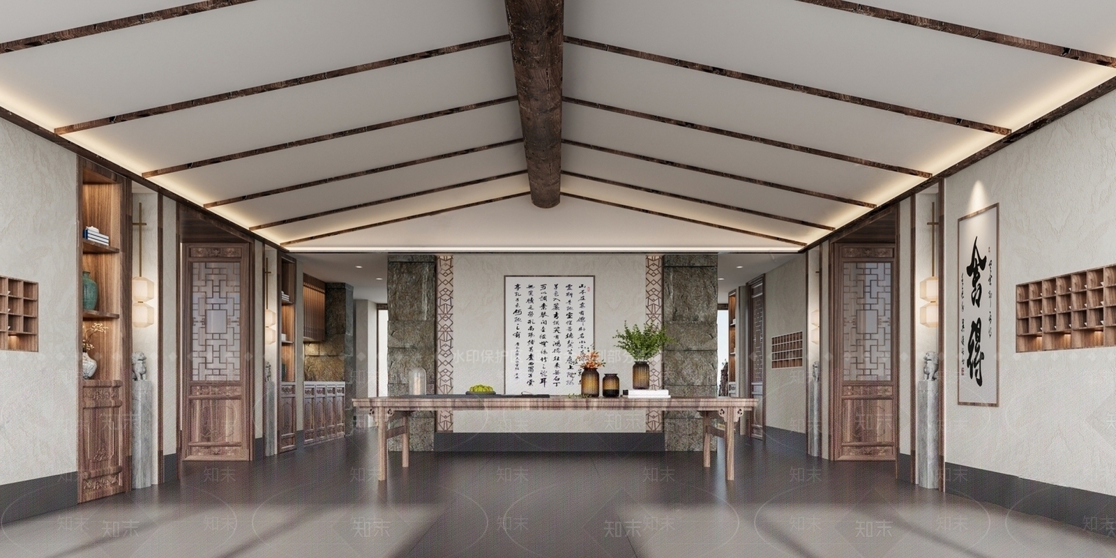 新中式茶馆大厅SU模型下载【ID:1142705331】