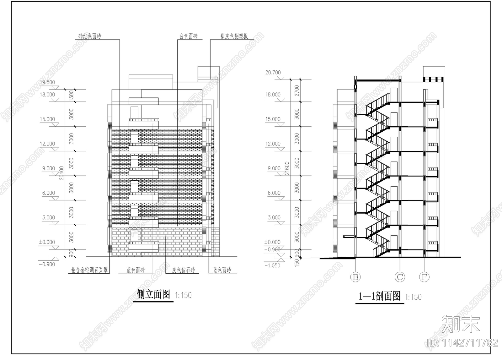 研究生公寓建筑cad施工图下载【ID:1142711782】