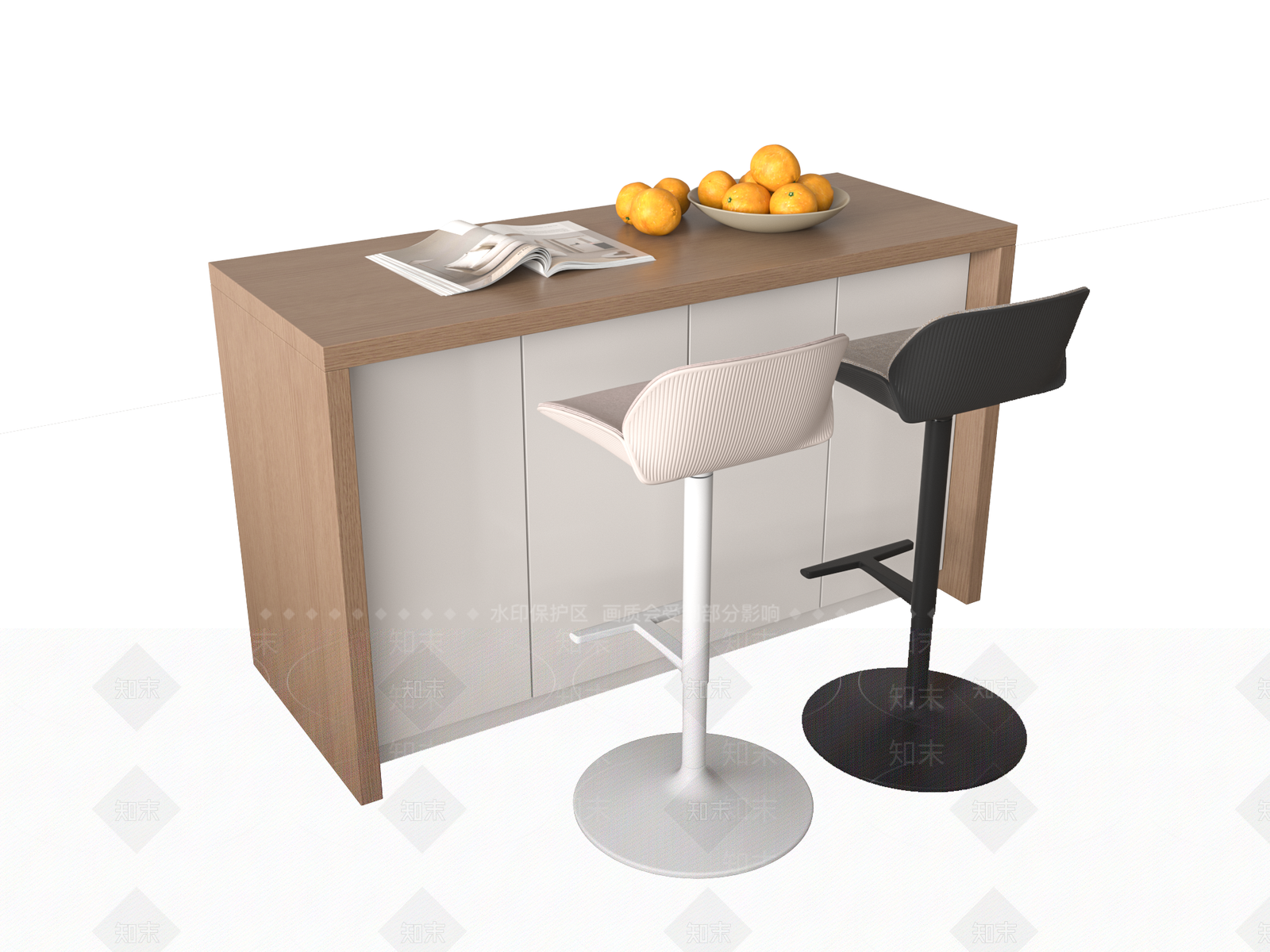 现代吧台吧椅组合3D模型下载【ID:1142712464】