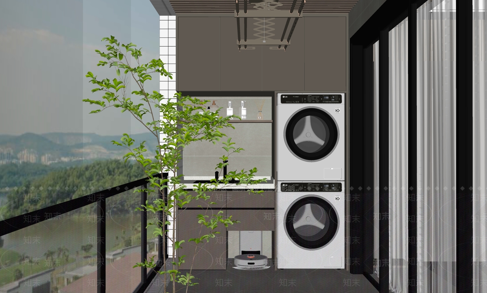 现代洗衣机柜SU模型下载【ID:1142713016】