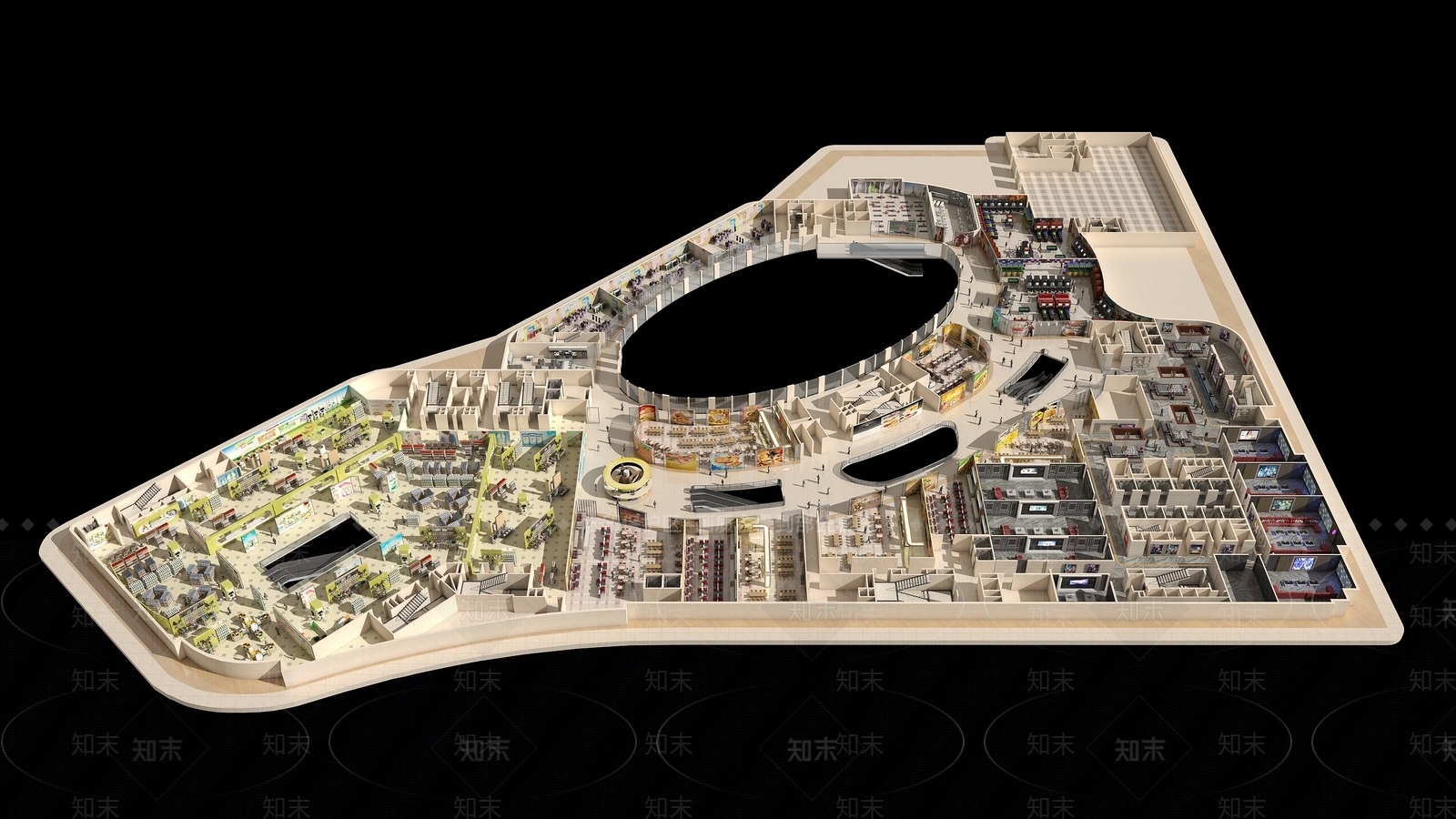 现代大型商场平面布置3d模型3D模型下载【ID:1142713495】