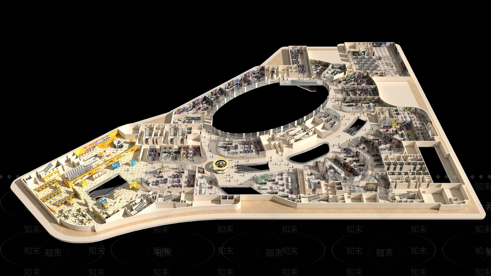 现代大型商场平面布置3d模型3D模型下载【ID:1142713555】