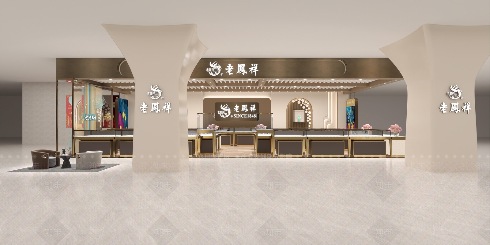 现代珠宝店展厅3D模型下载【ID:1142870940】