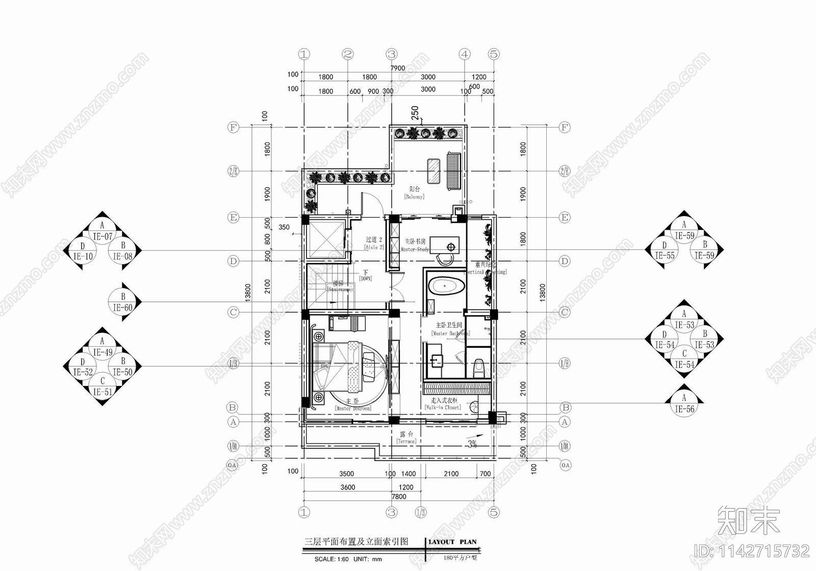 五层新中式小别墅室内施工图下载【ID:1142715732】