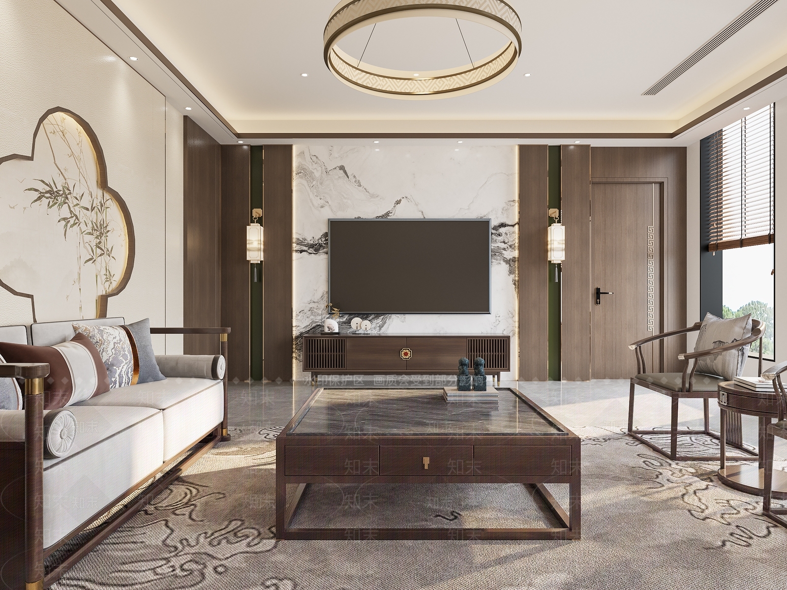 新中式客厅3D模型下载【ID:1142719080】_知末3d模型网