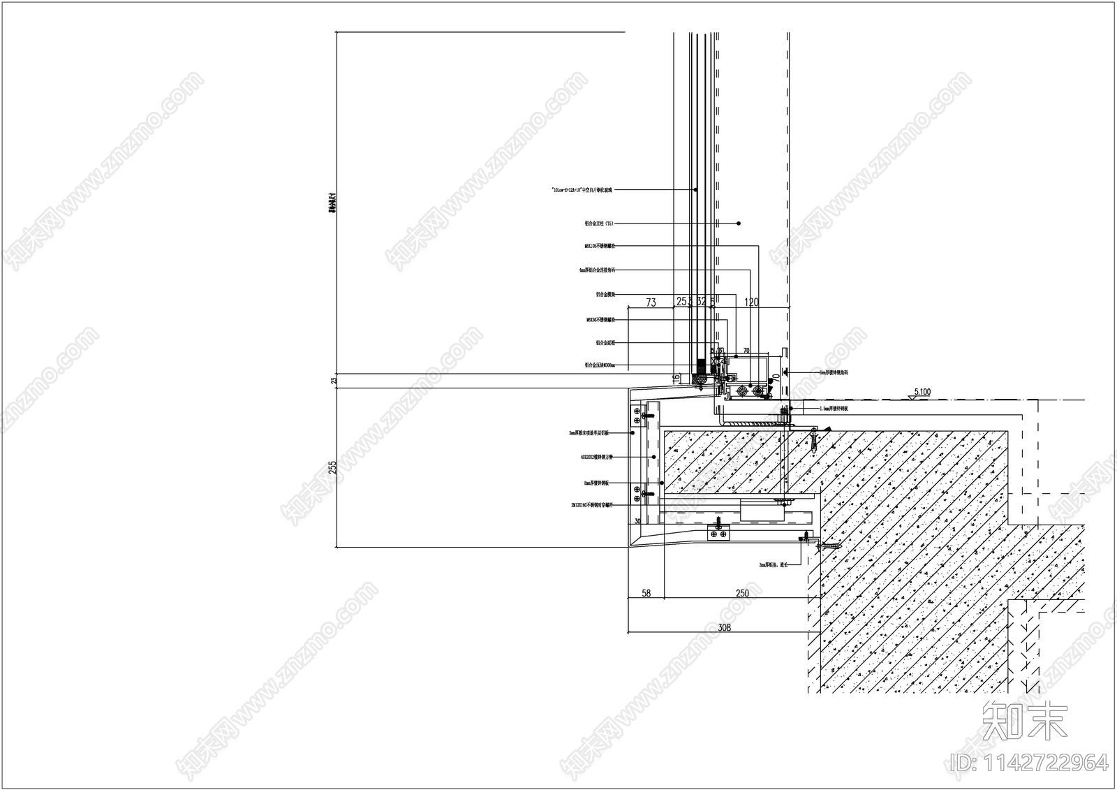幕墙节点cad施工图下载【ID:1142722964】