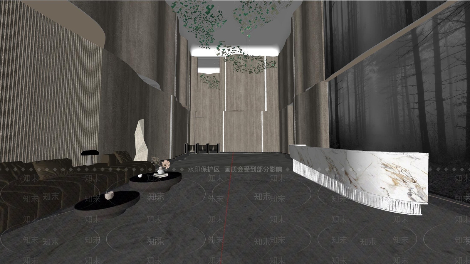 现代酒店大堂SU模型下载【ID:1142726378】