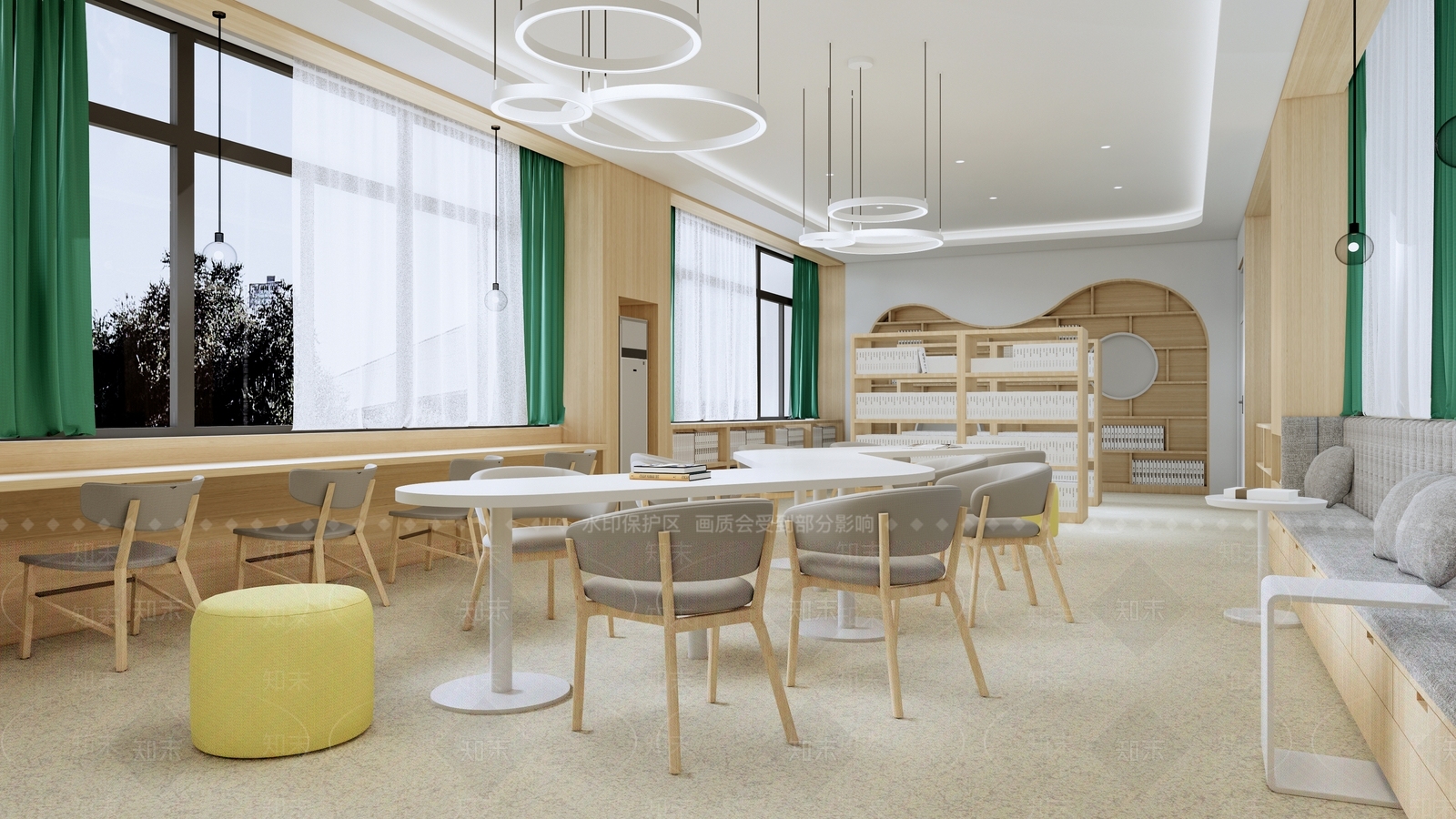 现代学校阅览室SU模型下载【ID:1142732455】