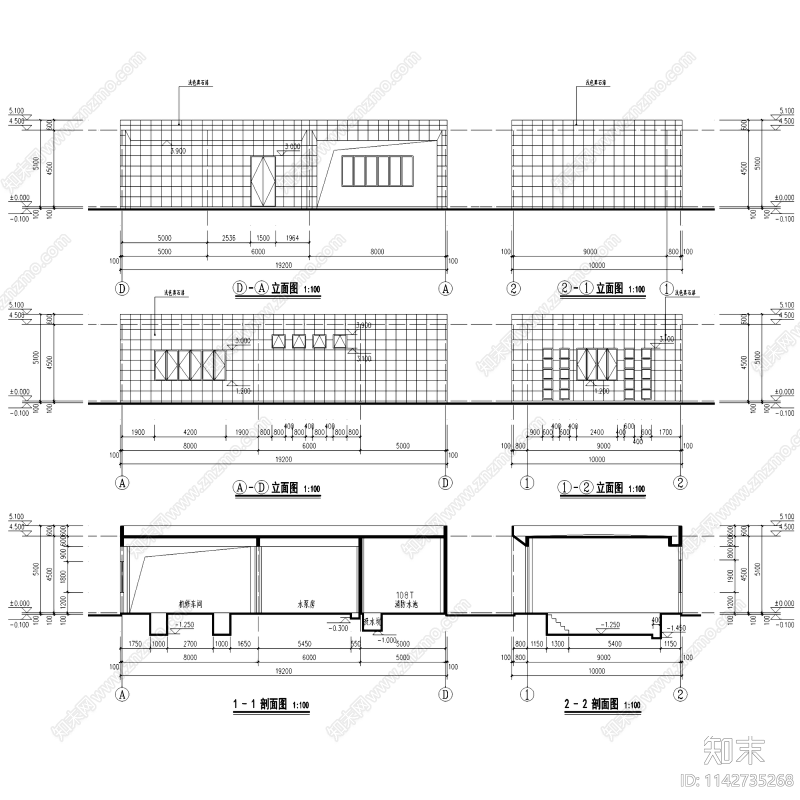 青山湖科技城垃圾中转站建筑cad施工图下载【ID:1142735268】