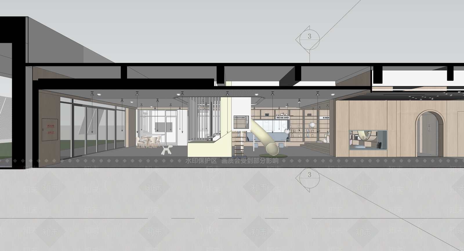 现代幼儿园大厅SU模型下载【ID:1142736330】