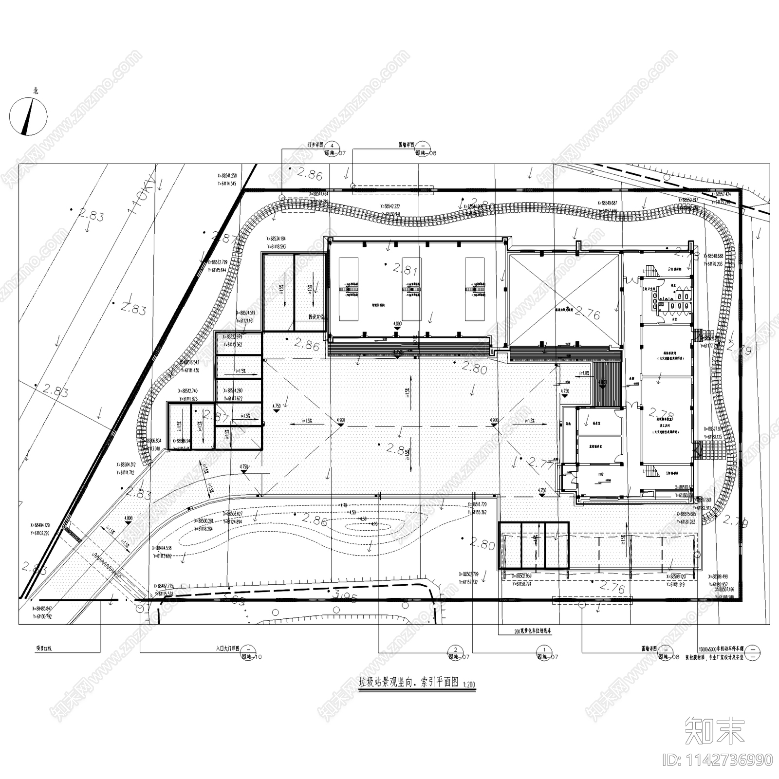 杭州仓前街道垃圾中转站建筑cad施工图下载【ID:1142736990】