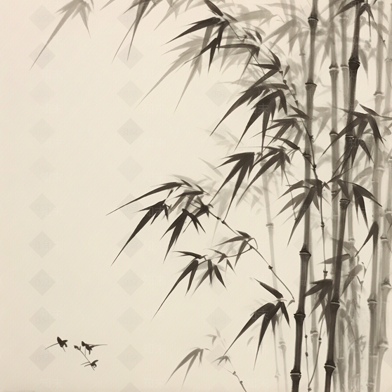 中式水墨竹子装饰画贴图下载【ID:1142738626】_【知末网贴图库】