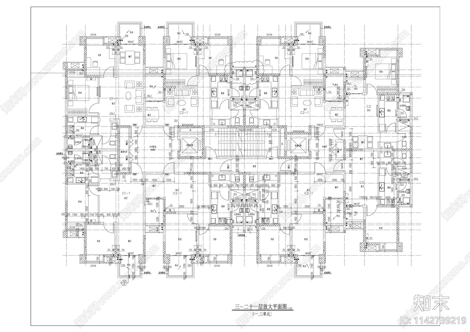 绿地世纪城住宅区建筑cad施工图下载【ID:1142739219】