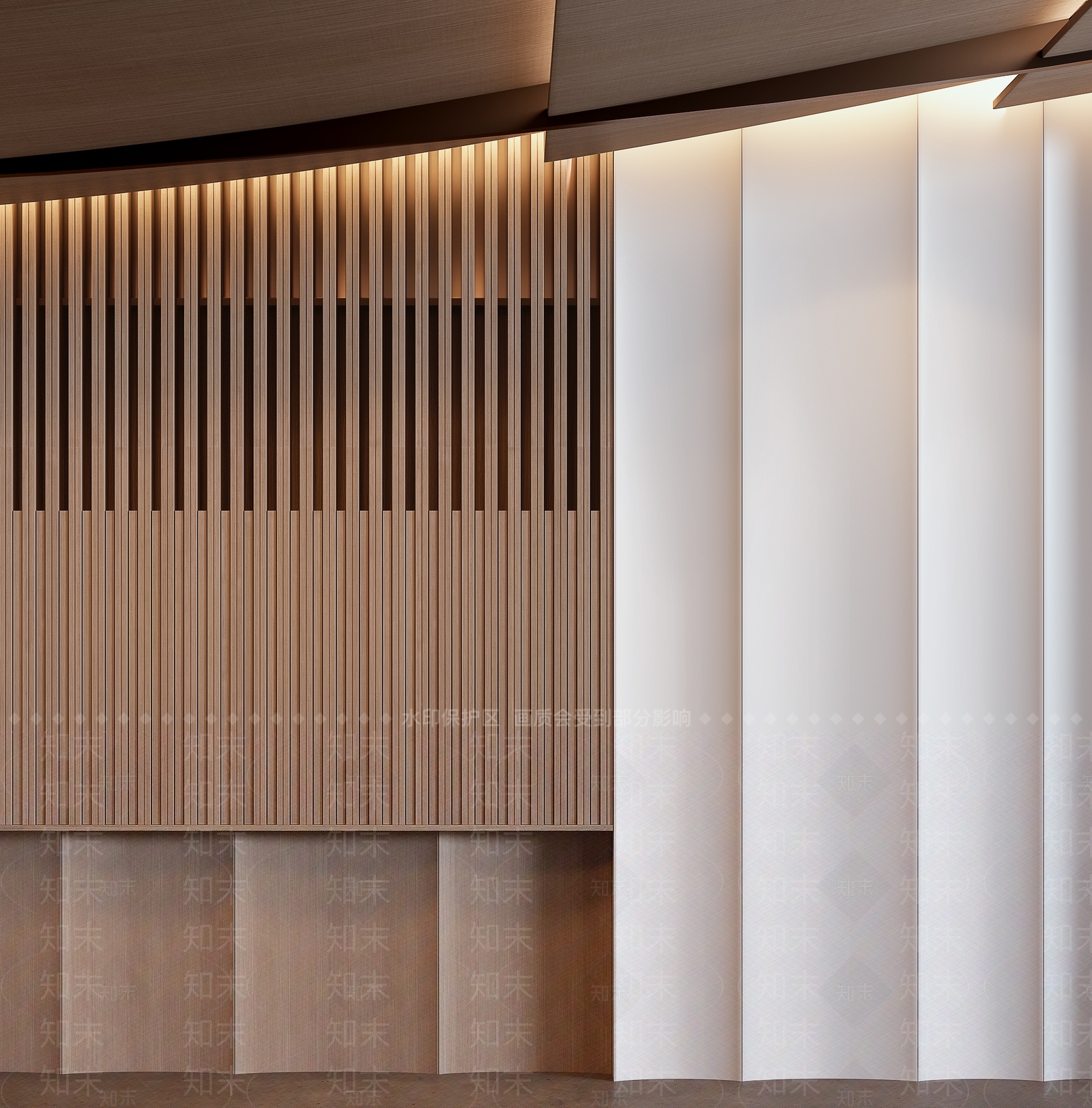 现代木饰面造型墙3D模型下载【ID:1142743958】