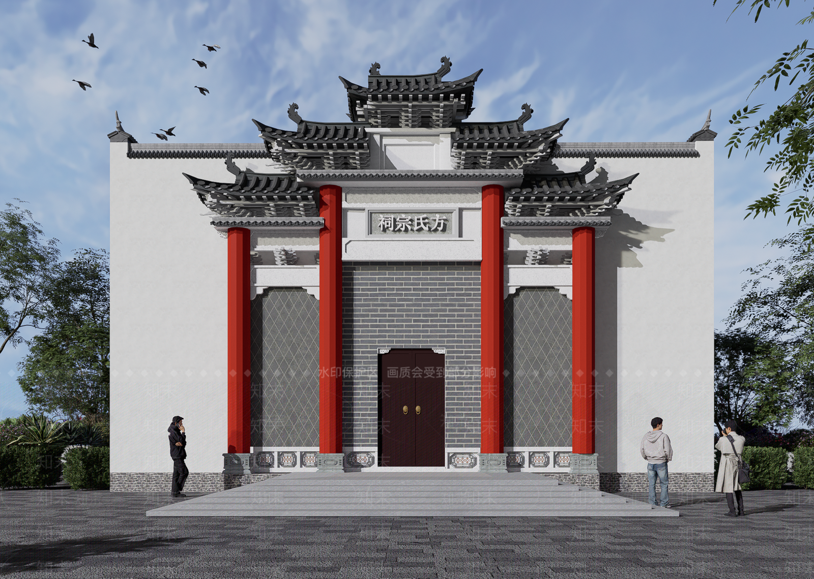 中式寺庙门牌SU模型下载【ID:1142787577】