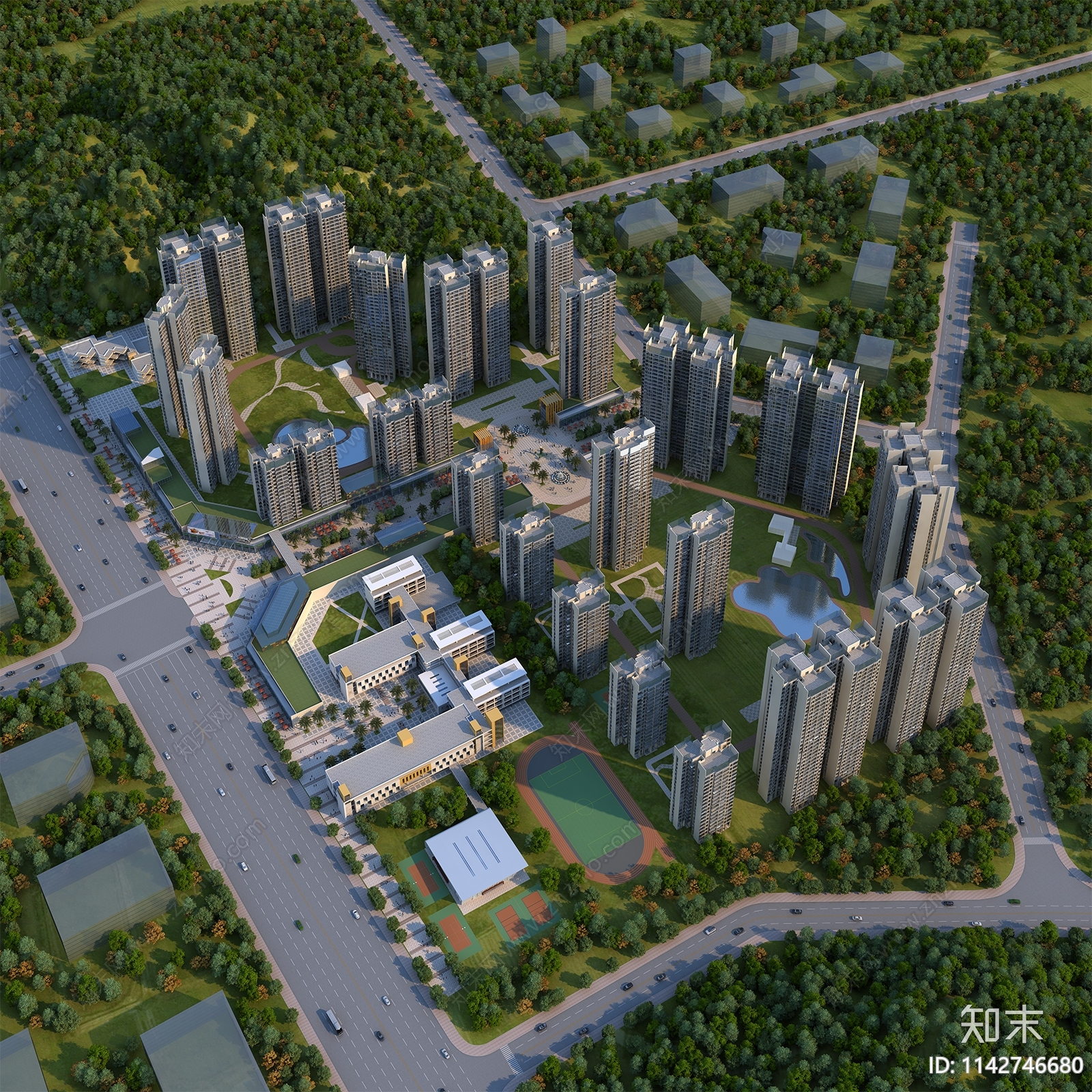 高层住宅3D模型下载【ID:1142746680】