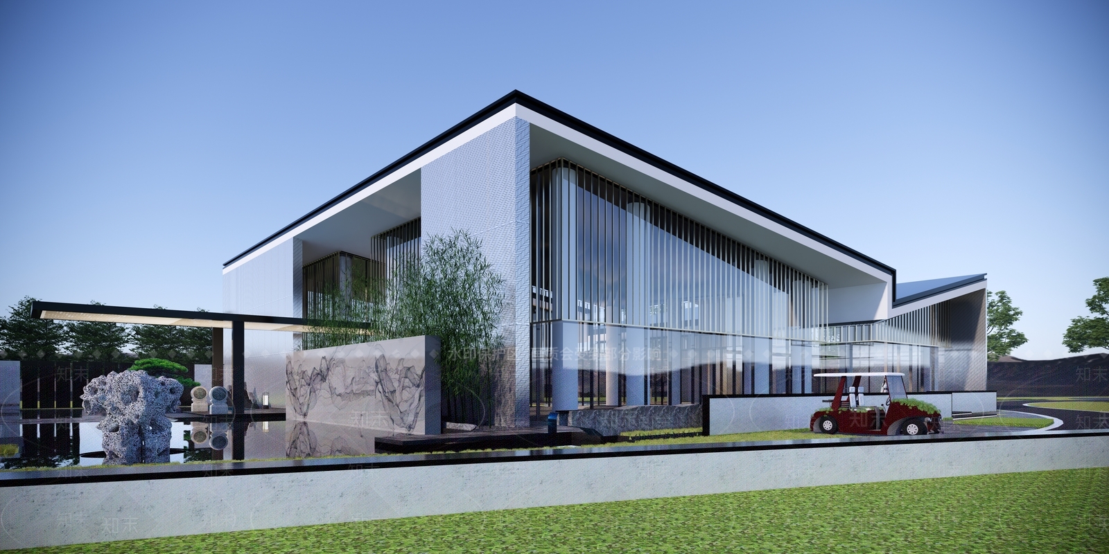 现代售楼处建筑SU模型精品下载_SketchUp模型_知末网