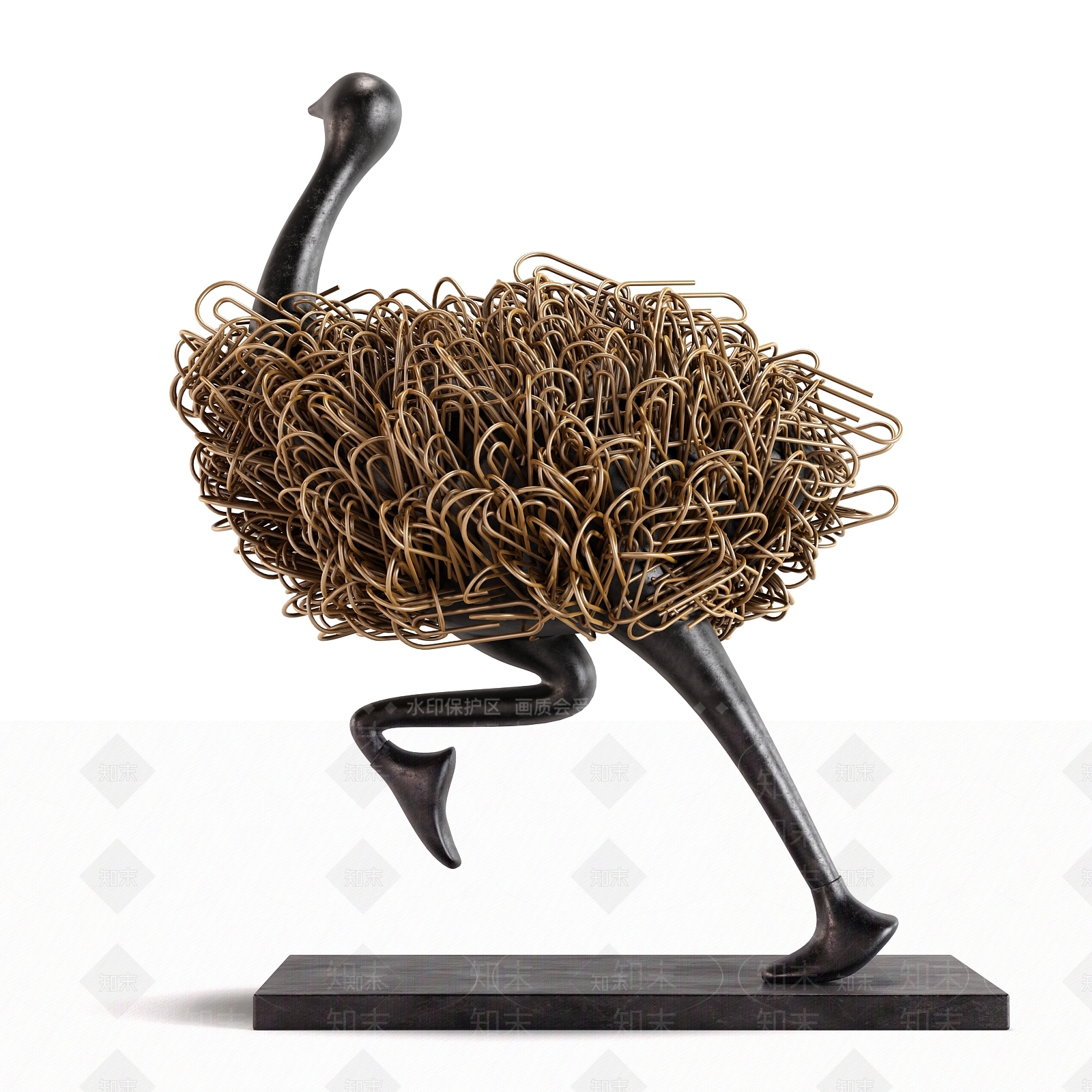 现代抽象鸵鸟雕塑装置3D模型下载【ID:1142746960】