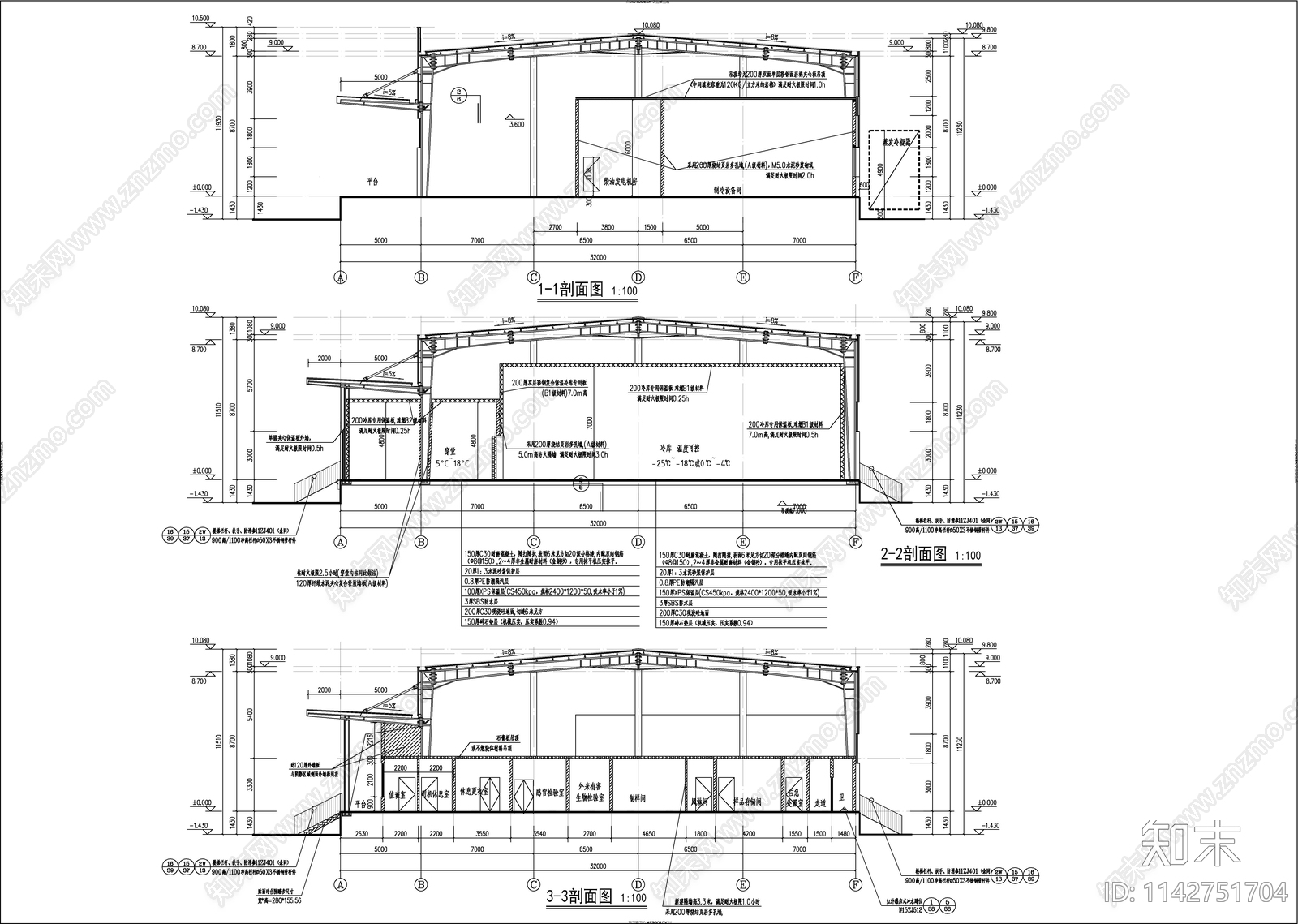 冷库建筑cad施工图下载【ID:1142751704】