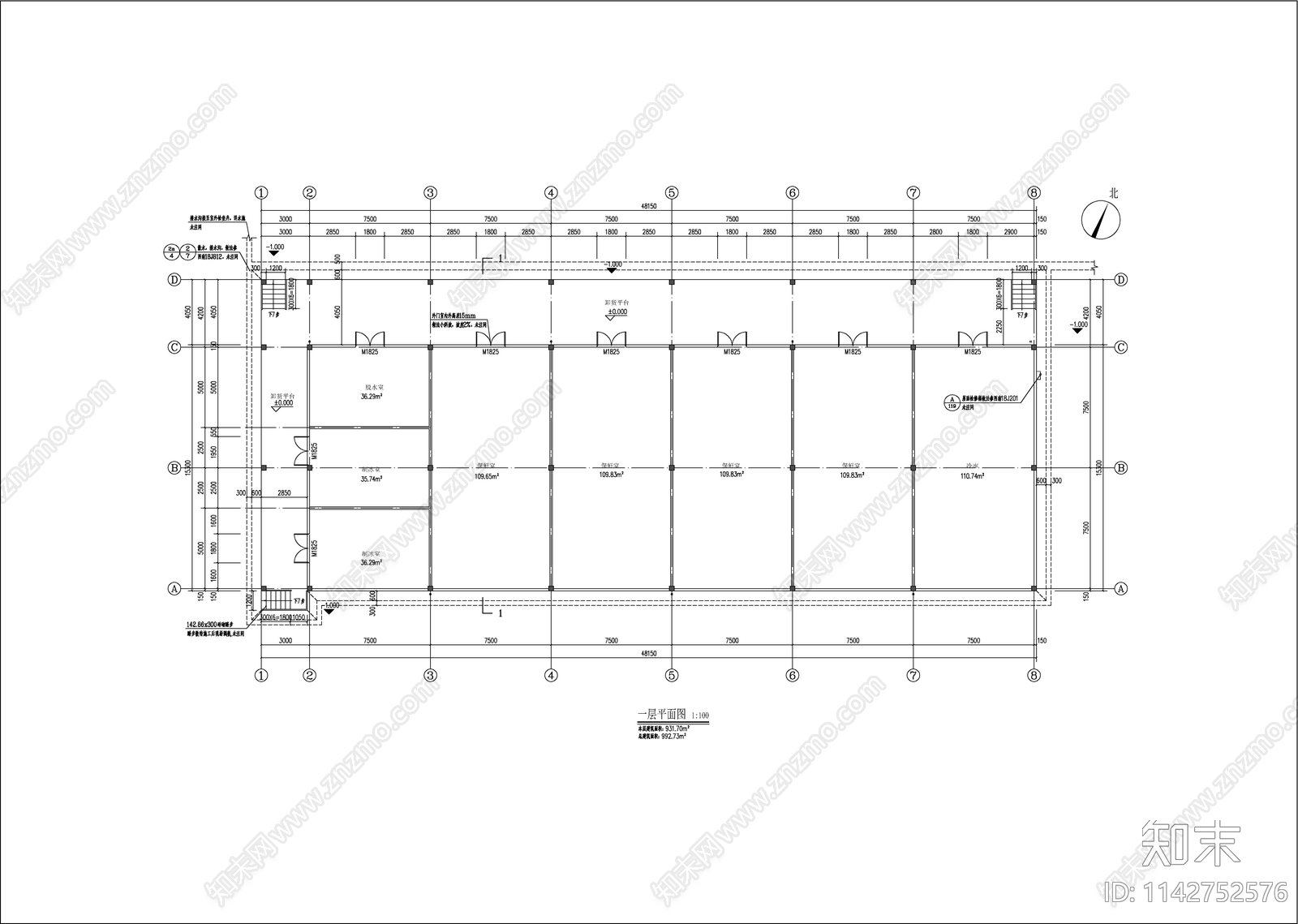 农特产品交易市场冷库建筑施工图下载【ID:1142752576】