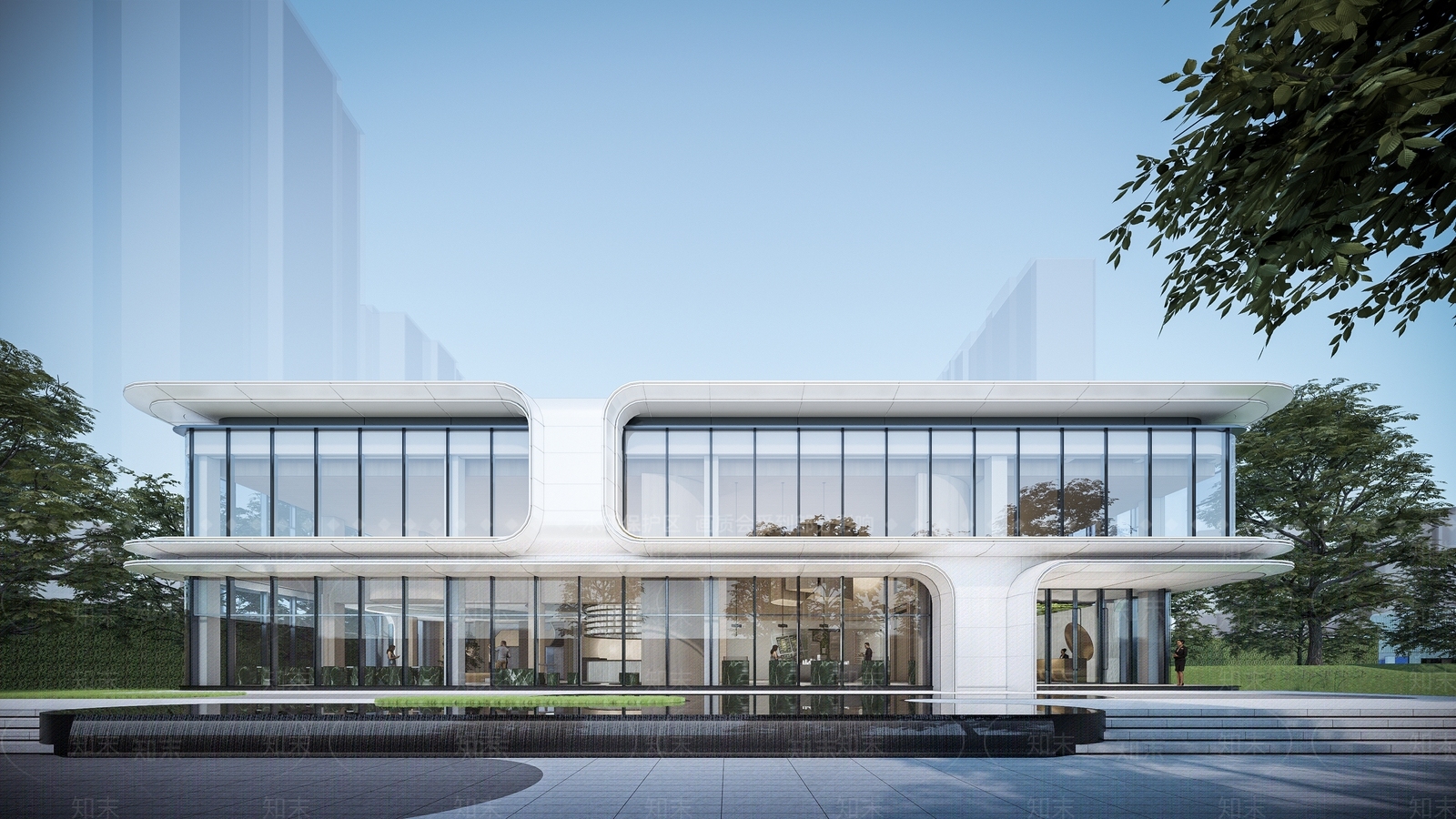 现代售楼处建筑SU模型精品下载_SketchUp模型_知末网