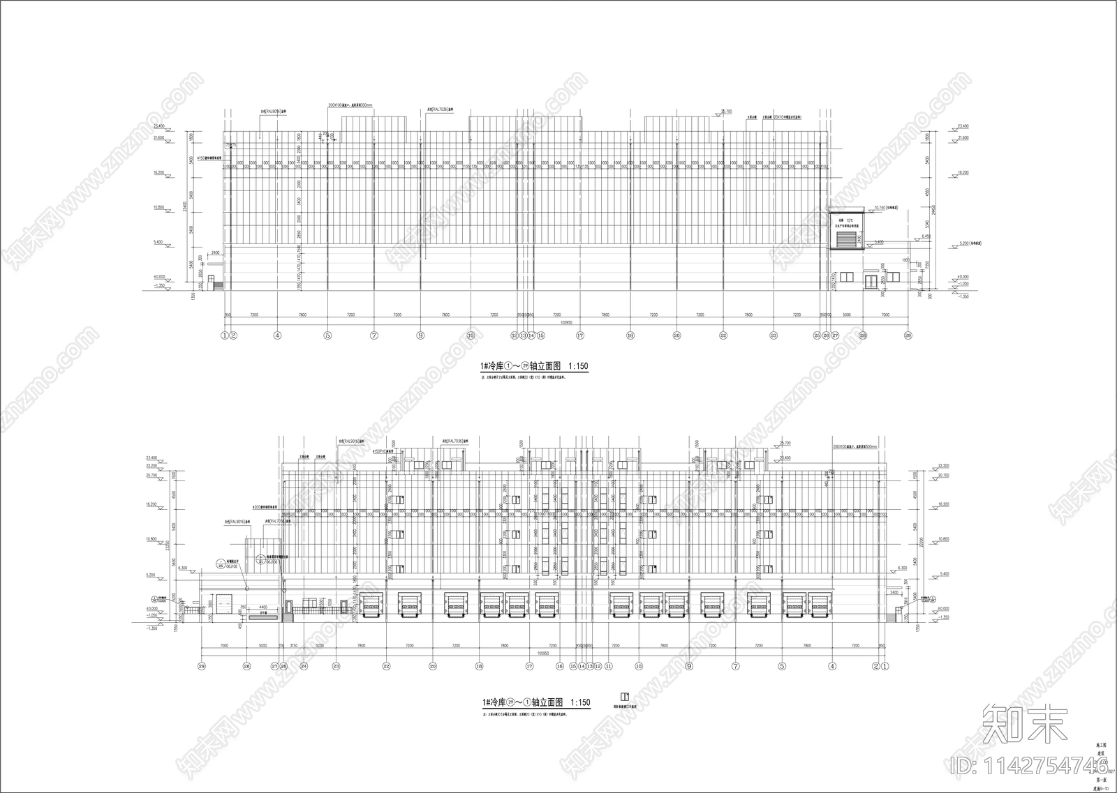 农副产品冷库建筑cad施工图下载【ID:1142754746】