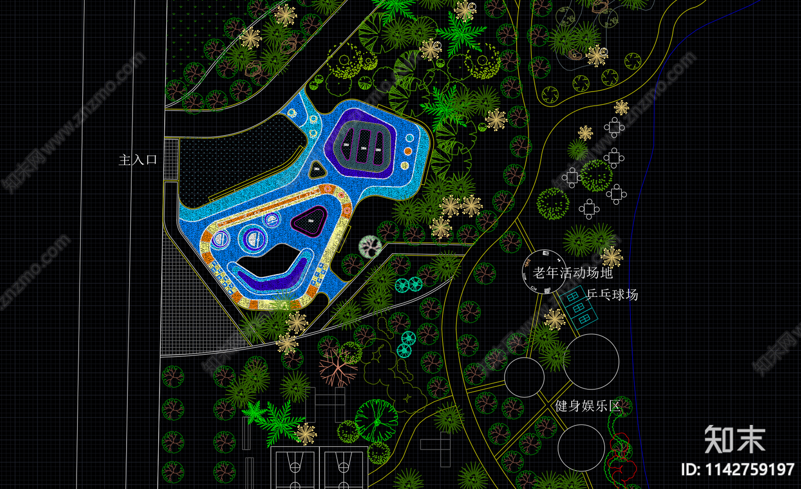 公园景观平面图施工图下载【ID:1142759197】