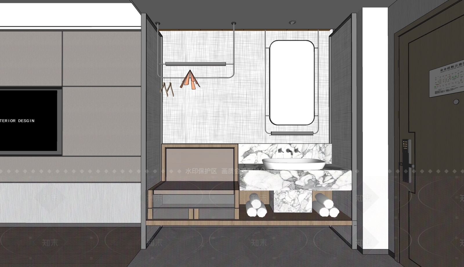 现代酒店客房SU模型下载【ID:1142770011】