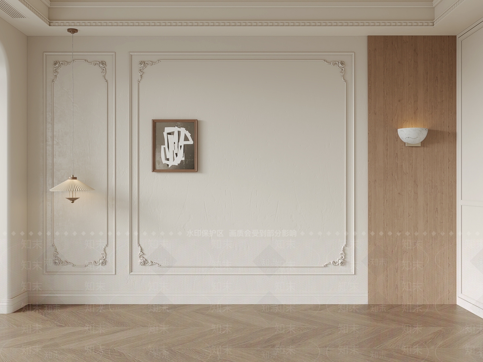 法式石膏线卧室背景墙3D模型下载【ID:1142770969】