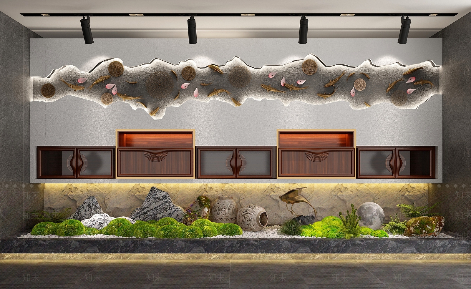 现代背景墙景观造景3D模型3D模型下载【ID:1142772916】