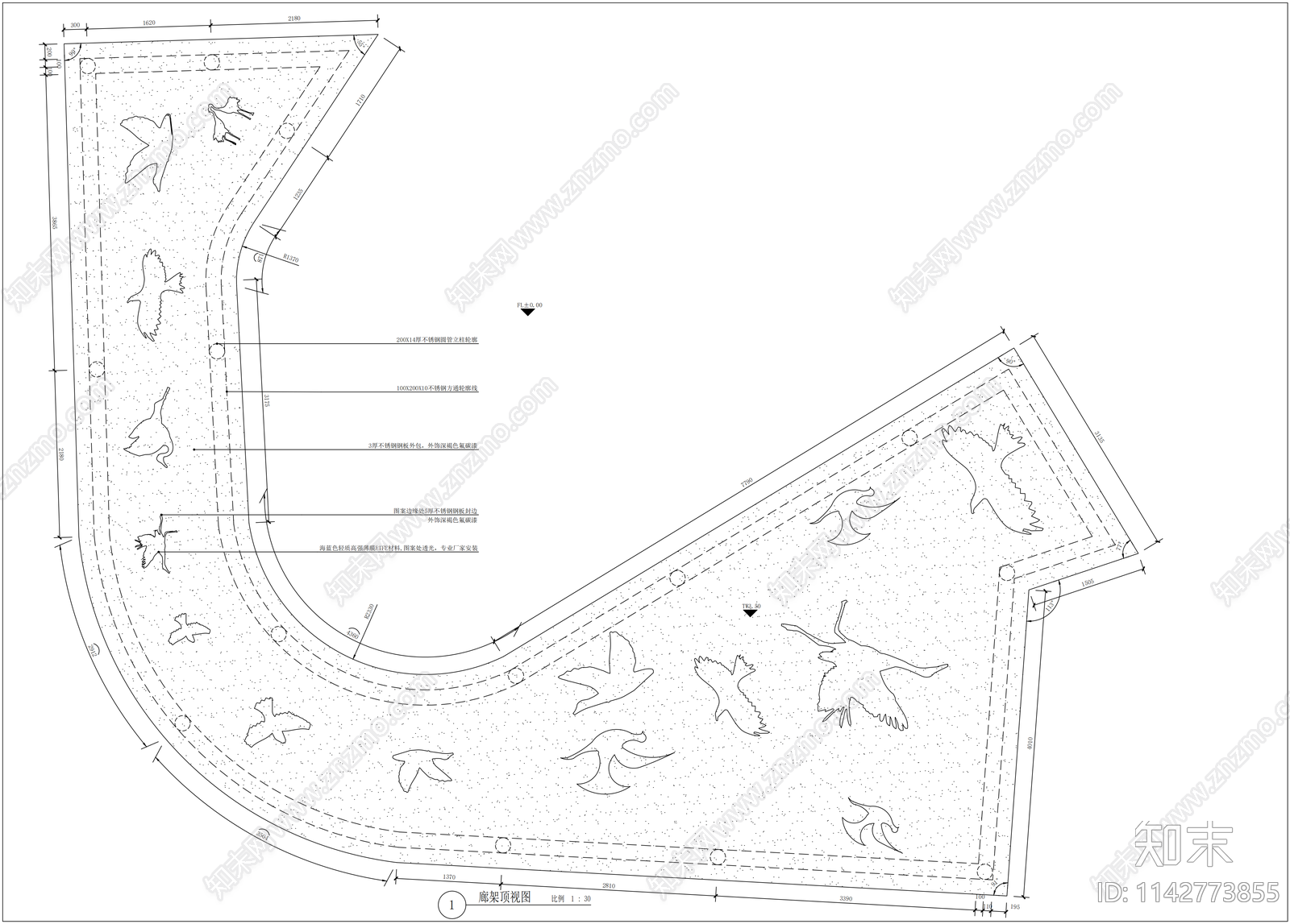 特色廊架详图cad施工图下载【ID:1142773855】