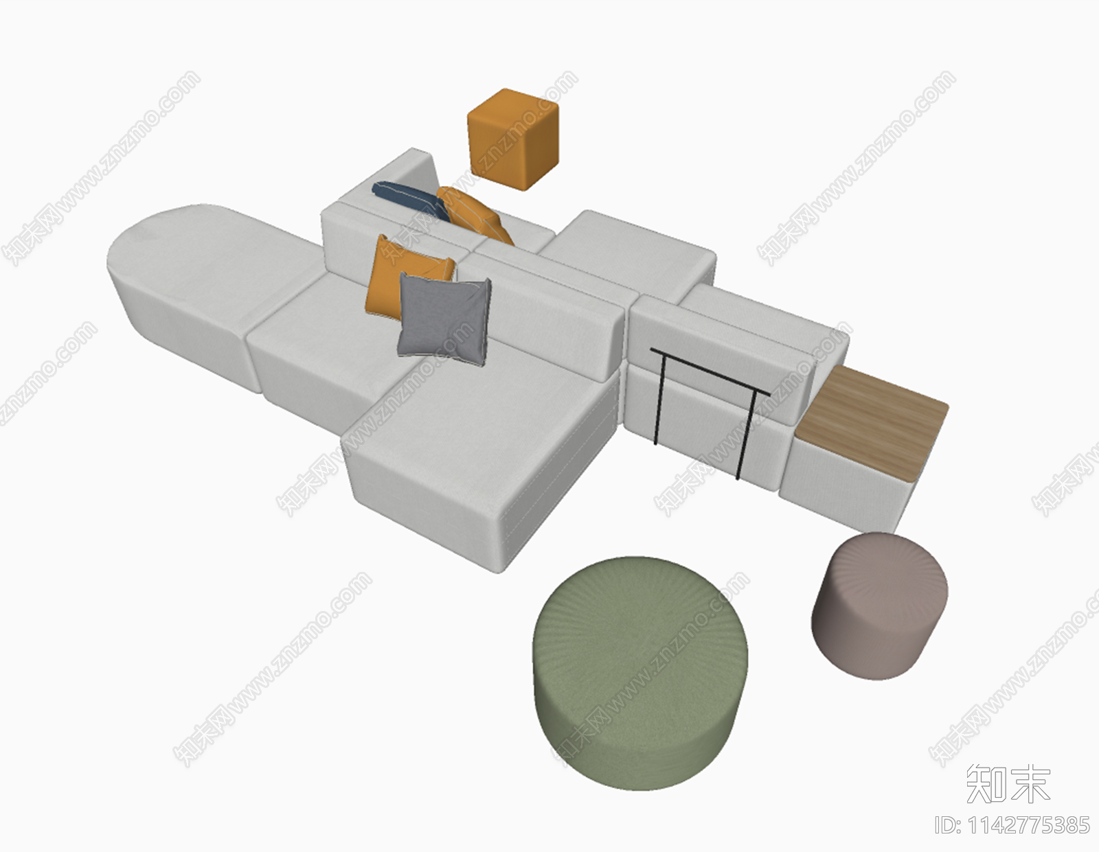 现代卡座沙发多人沙发SU模型下载【ID:1142775385】