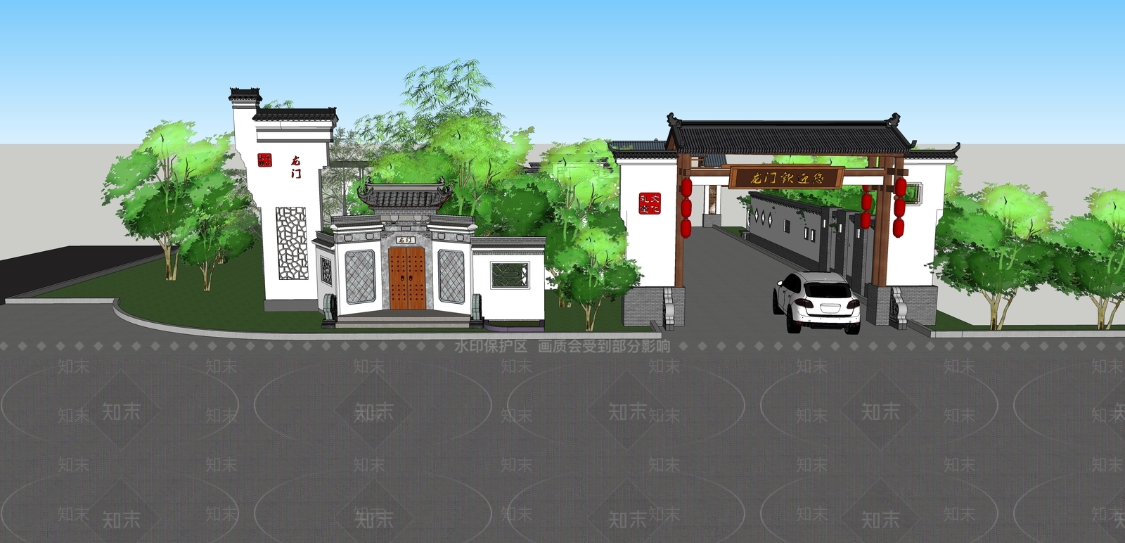 中式牌坊牌楼SU模型下载【ID:1142776223】