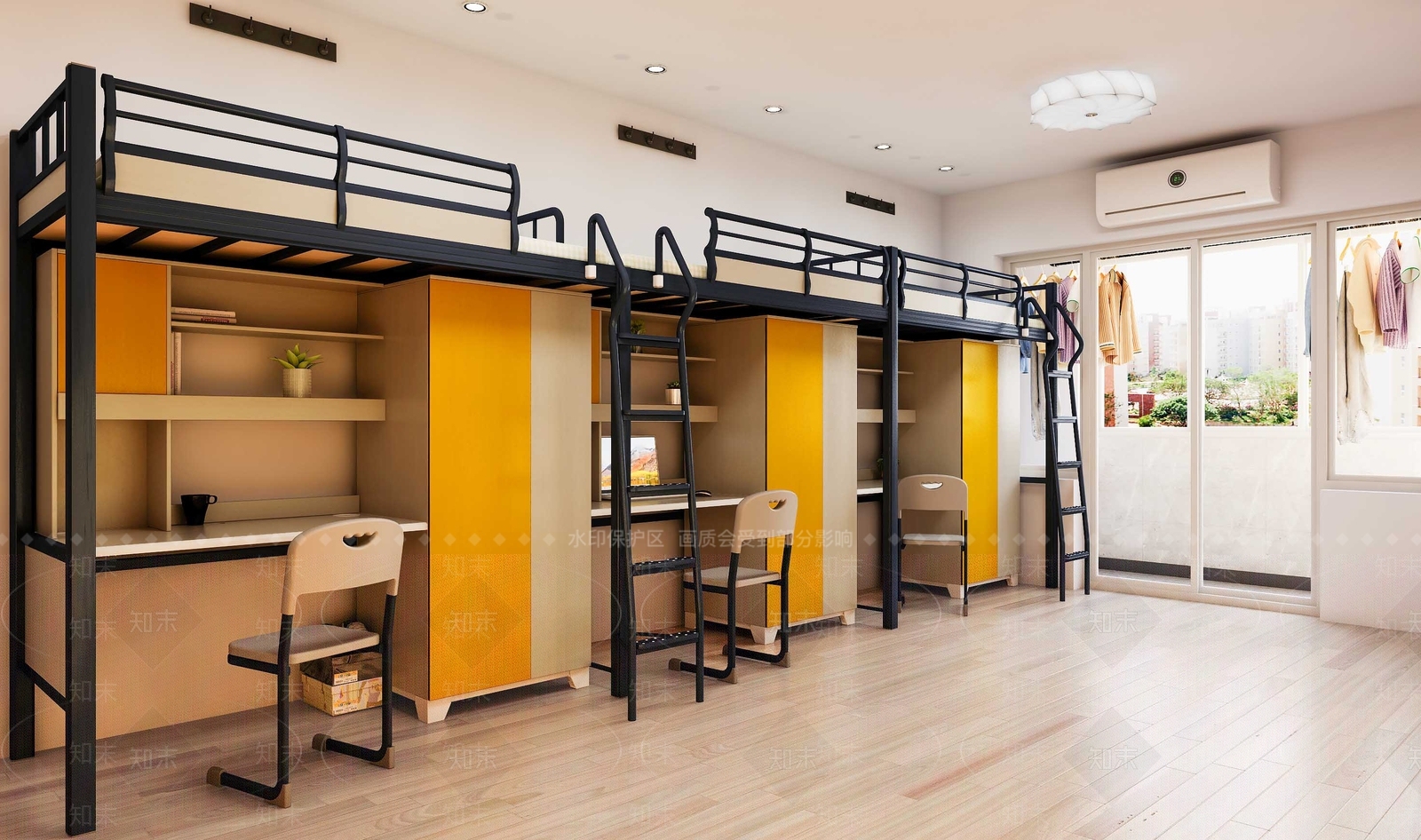 学生宿舍公寓床3D模型下载【ID:1142776467】