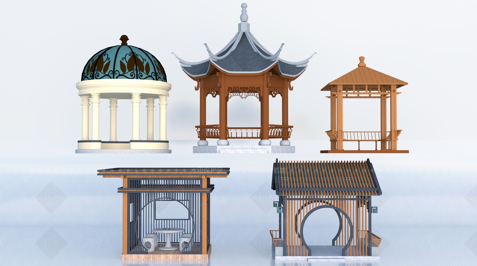 中式欧式景观凉亭亭子3D模型下载【ID:1142777344】