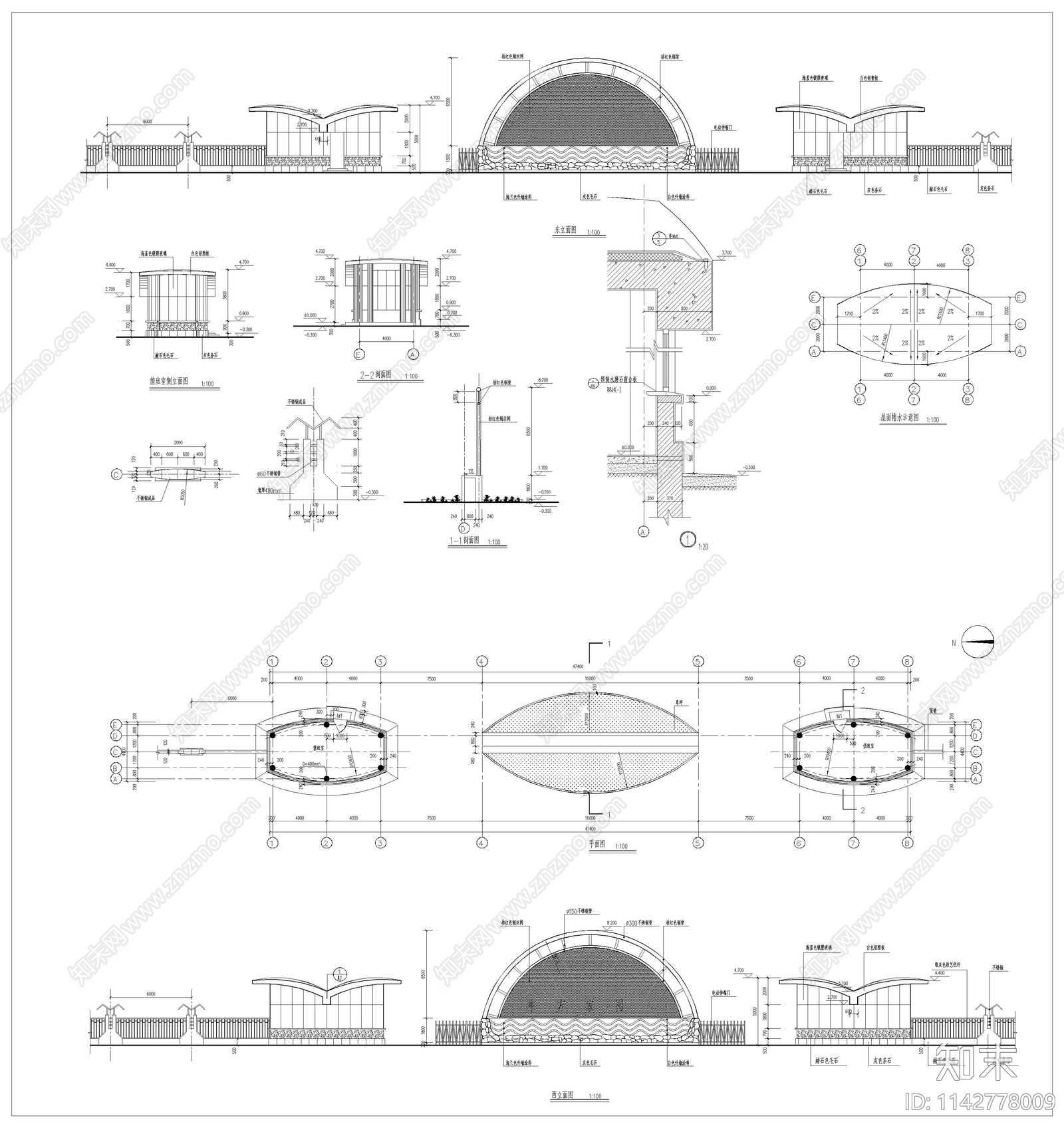 东方家园西小区大门cad施工图下载【ID:1142778009】