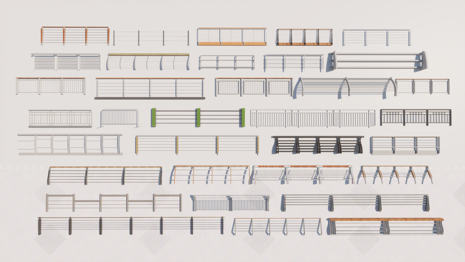 现代不锈钢金属栏杆SU模型下载【ID:1142782850】