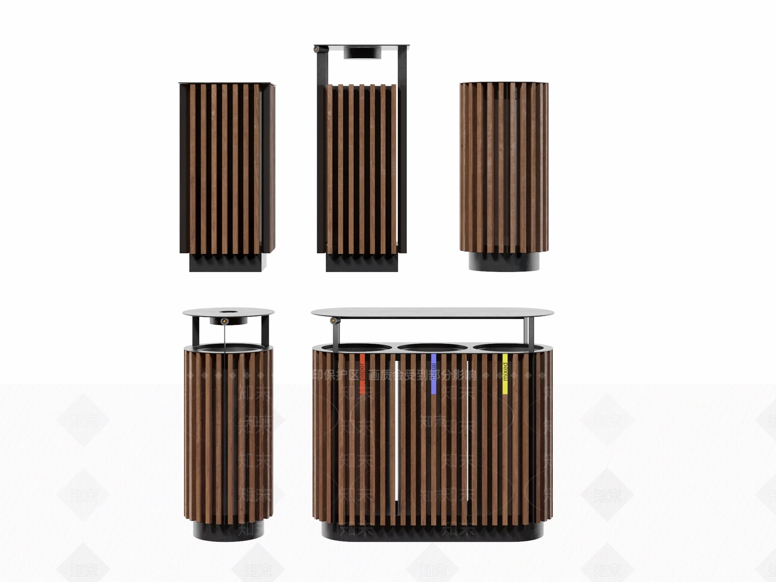 现代公共垃圾桶SU模型下载【ID:1142787211】