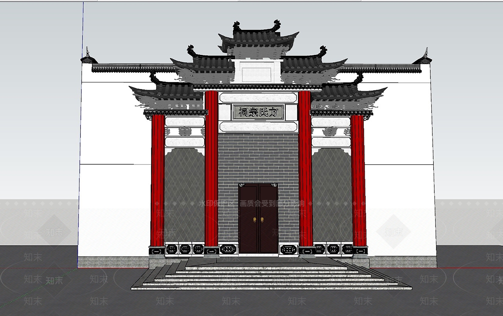 中式寺庙门牌SU模型下载【ID:1142787577】