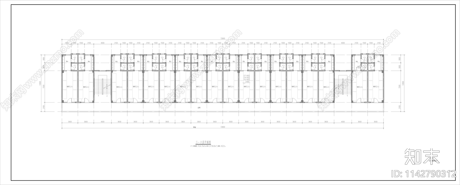 某厂区宿舍楼建筑cad施工图下载【ID:1142790312】