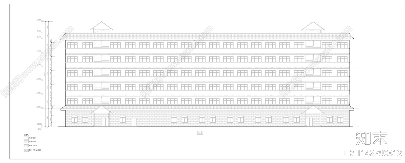 某厂区宿舍楼建筑cad施工图下载【ID:1142790312】