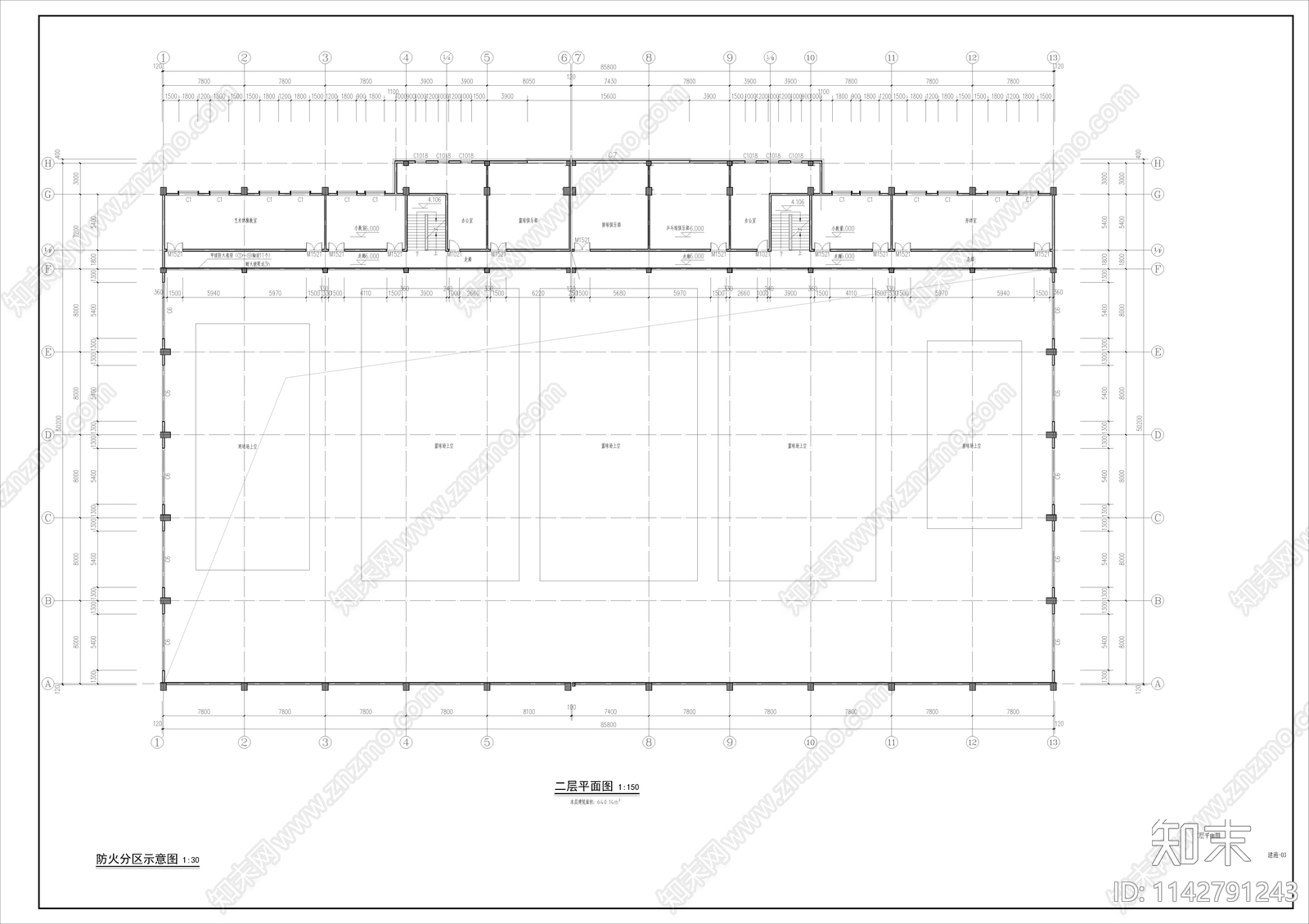 某学校现代体育馆建筑cad施工图下载【ID:1142791243】