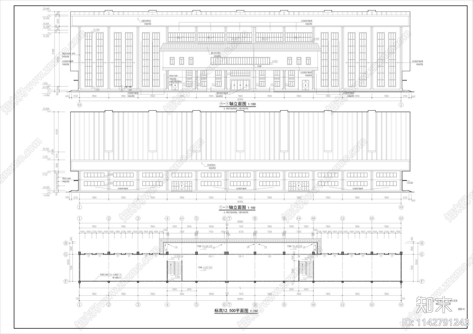 某学校现代体育馆建筑cad施工图下载【ID:1142791243】