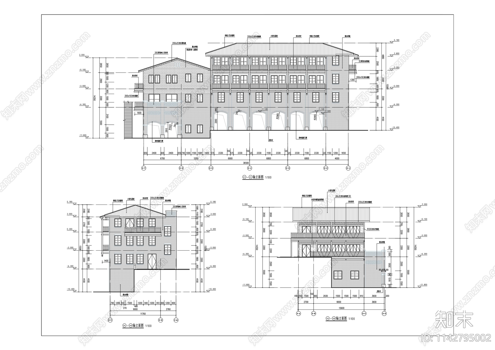 磁器口横街30号商业建筑改造cad施工图下载【ID:1142795002】