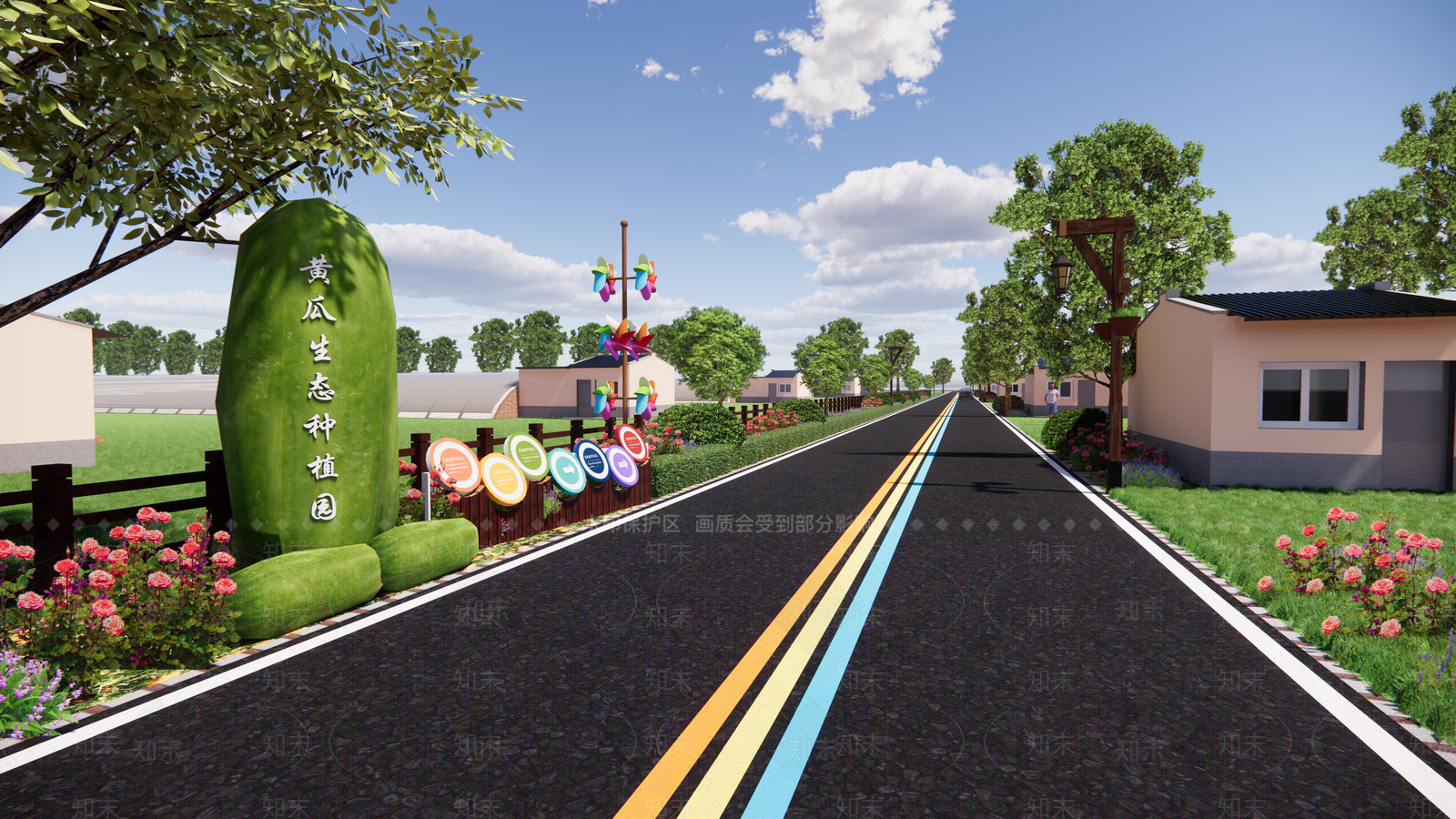 现代美丽乡村黄瓜主题种植园SU模型下载【ID:1142795773】